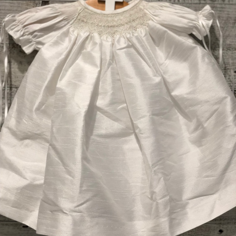 Gorgeous White Shantung Christening Gown